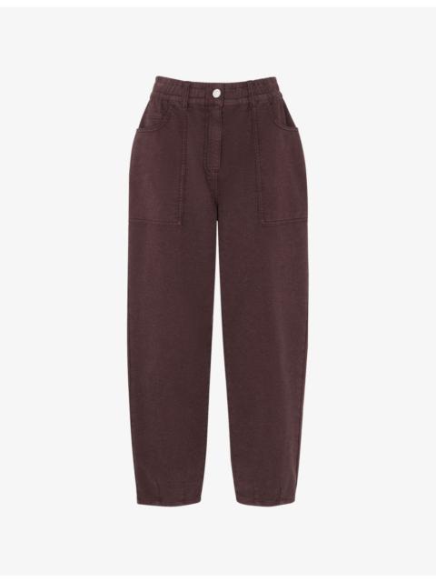 WHISTLES Tessa Relaxed-Fit Mid-Rise Stretch Cotton-Blend Trousers
