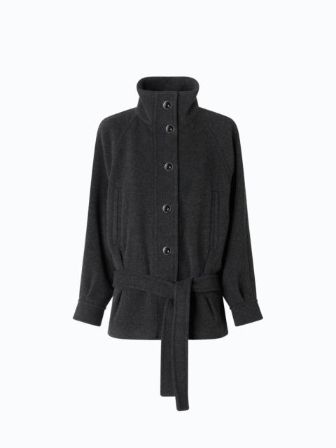 PINKO WOOL-BLEND PEA COAT WITH HIGH NECK AND BELT