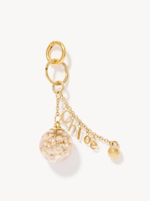 Chloé CHLOÉ SYMBOLS RESIN FLOWERS & LOGO KEY RING BAG CHARM IN BRASS