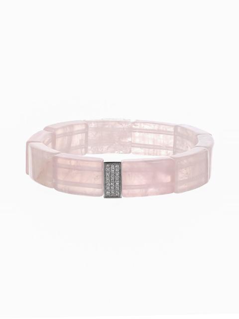 SYDNEY EVAN Rose Quartz Pave Rectangle Bracelet