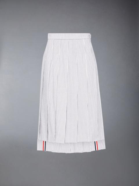 Thom Browne BELOW KNEE DROPPED BACK PLEATED SKIRT IN SEERSUCKER