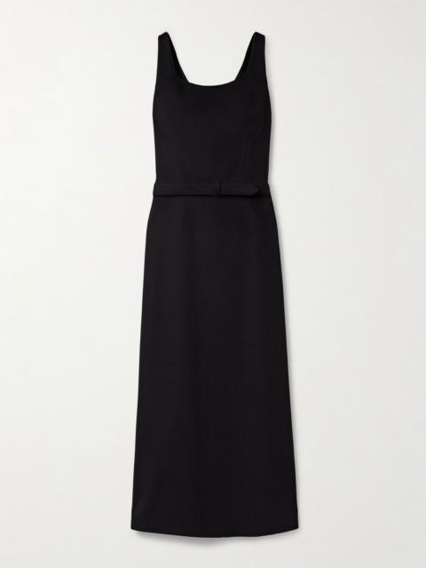 The Row Vadira brushed silk-cady midi dress Black
