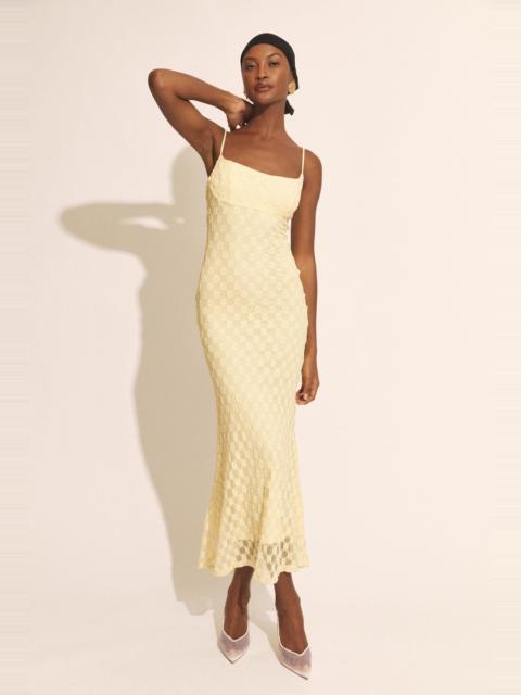 BARDOT Adoni Mesh Midi Dress In Canary Yellow