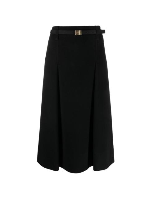 wool-blend A-line midi skirt