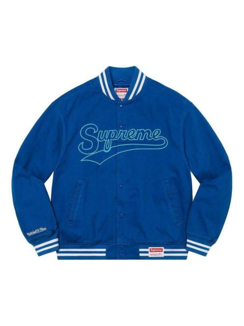 Supreme x Mitchell & Ness Doughboy Twill Varsity Jacket 'Blue White' SUP-FW22-716