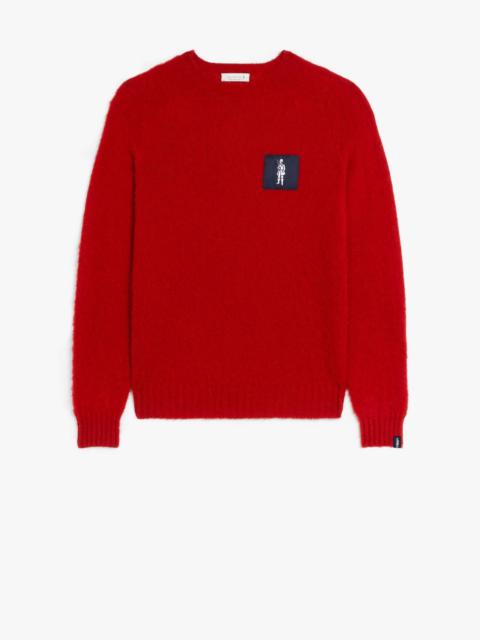 Mackintosh HUTCHINS PATCH RED WOOL CREW NECK SWEATER