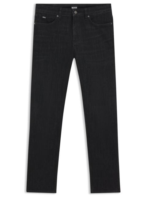 BOSS DELAWARE BLUE SLIM-FIT JEANS IN WRINKLE-RESISTANT DENIM