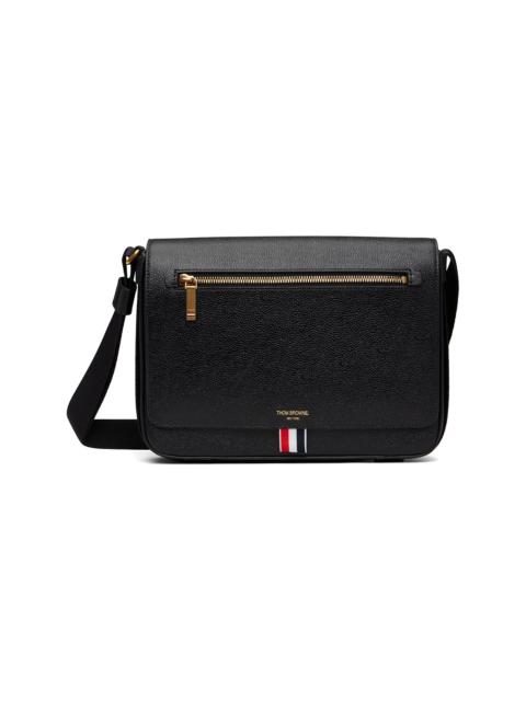 Thom Browne Black Pebble Grain Reporter Bag