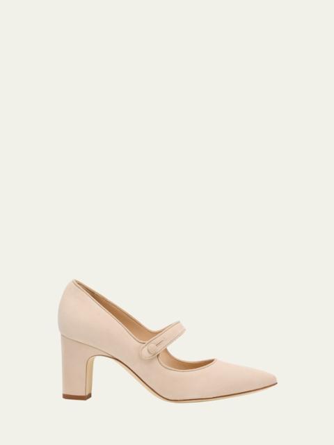 Manolo Blahnik Campariba Kid Suede Pumps