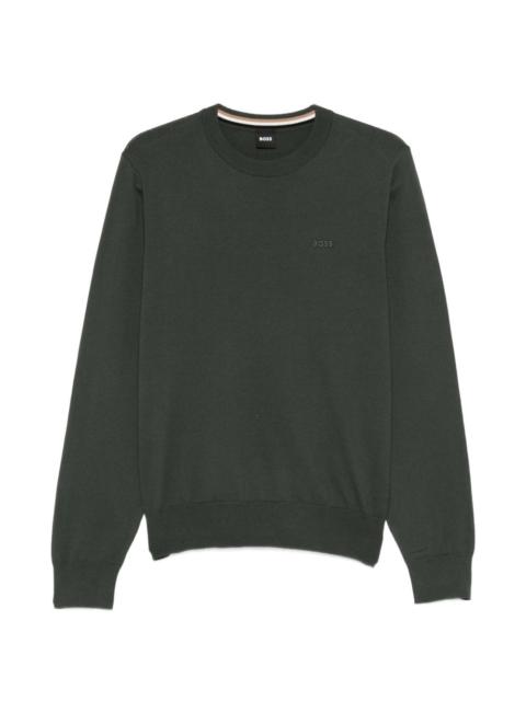BOSS crew-neck stripe trim knitted sweater