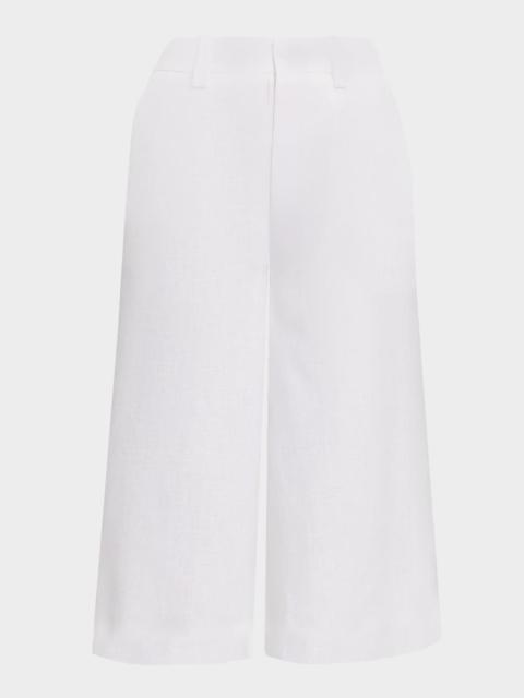 Loro Piana Drake Antigua Linen Wide-Leg Culotte Trousers