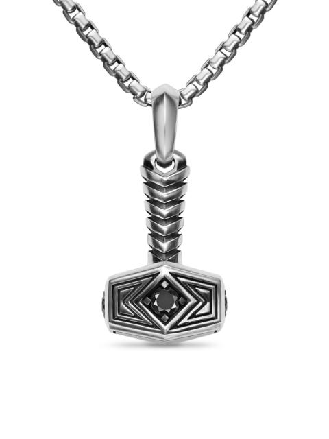 DAVID YURMAN Men's Thor Hammer Amulet in Sterling Silver with Black Diamonds, 25MM - Black Diamond