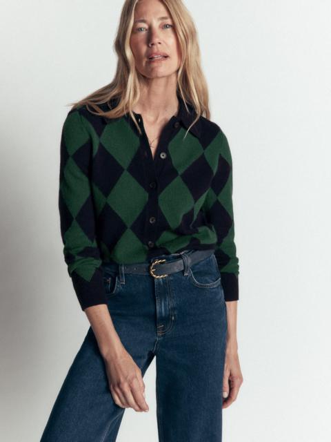 BODEN Ariadne Wool Blend Cardigan-Navy Argyle