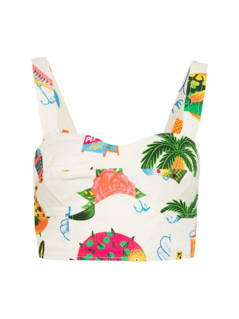 tropical-print crop top