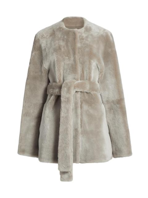 TOTEME Women's Plush Shearling Tie-Waist Jacket - Grey