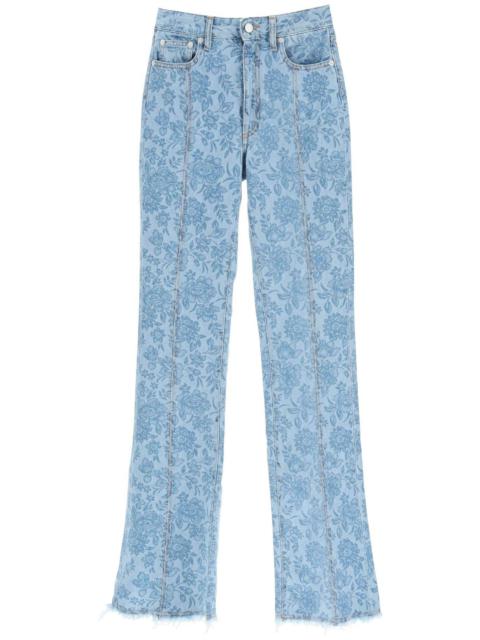 Alessandra Rich FLOWER PRINT FLARED JEANS