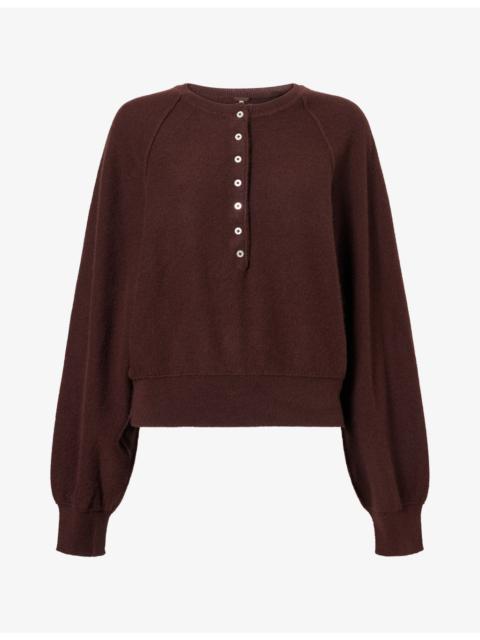 FREE PEOPLE Porta Henley-Collar Cashmere Jumper