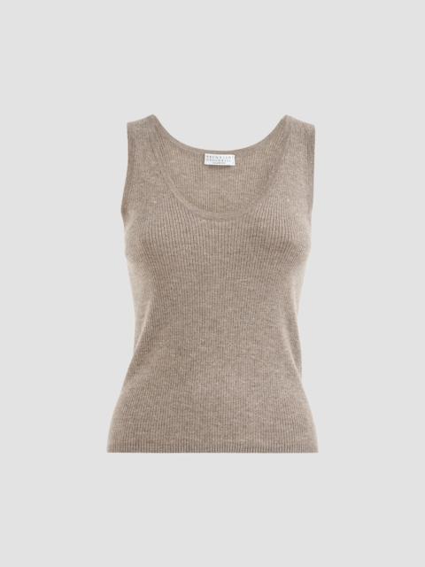 Brunello Cucinelli Women's Sparkling Cashmere and Viscose Rib Knit Top - Rope