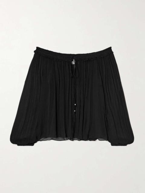 Isabel Marant Étoile Vutti tie-detailed embellished ruffled crepon blouse Black