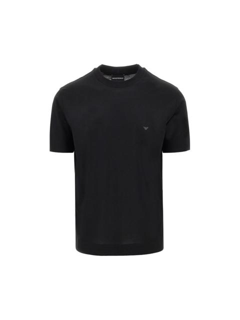 EMPORIO ARMANI LYOCELL AND COTTON BLEND T-SHIRT WITH LOGO
