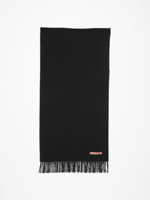Cashmere fringe scarf - Narrow - Black