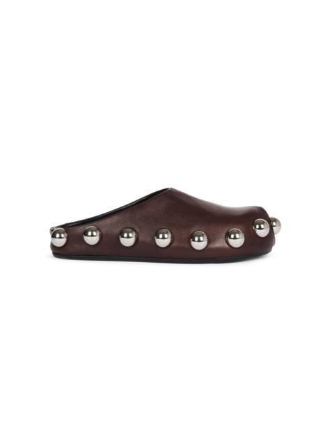 A.W.A.K.E. MODE Gabi Stud-Embellished Leather Clogs brown