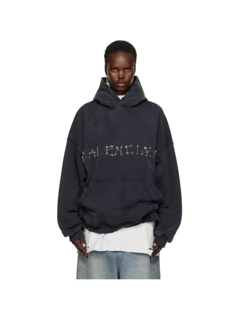 BALENCIAGA Black Safety Pin Logo Hoodie