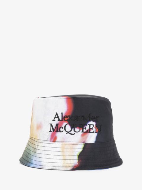 Alexander McQueen Men's Luminous Flower Bucket Hat in Black/multicolor