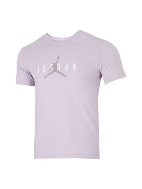 Jordan Men's Air Jordan Alphabet Flying Man Logo Printing Round Neck Casual Short Sleeve Lavender Light Pur