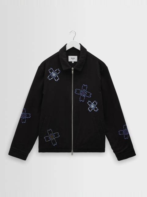 Wax London Eldon - Black Floral Embroidered Cotton Twill Jacket