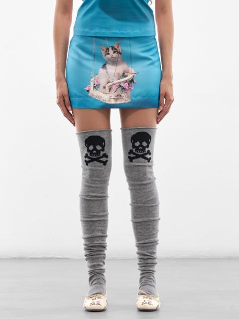 ASHLEY WILLIAMS Gray Lambswool Knit Skull Stockings