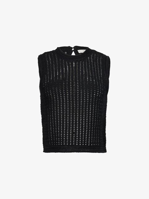 FRAME The Tulip Open-Knit Cotton Tank Top