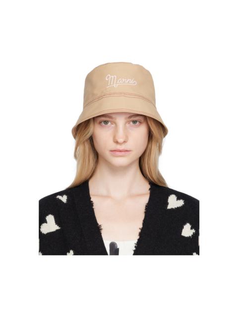 Tan Embroidered Bucket Hat