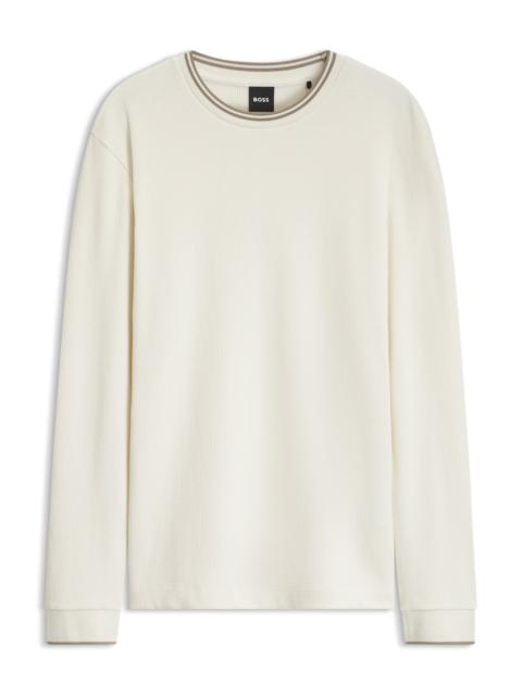 BOSS LONG-SLEEVE T-SHIRT IN WAFFLE-TEXTURED STRETCH COTTON