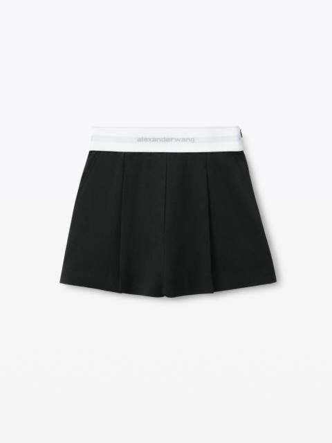 Alexander Wang High-Waist Pleated Short with Logo Elastic