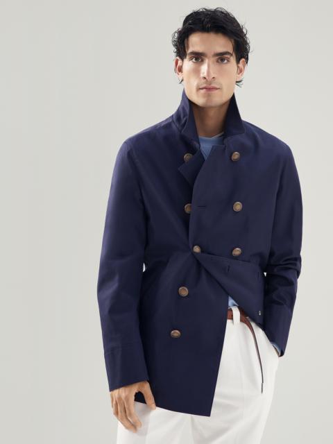Brunello Cucinelli Water-resistant cotton and nylon gabardine pea coat with metal buttons