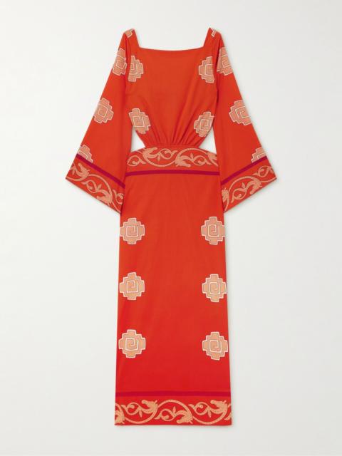 Johanna Ortiz Underwater Sanctuary open-back printed cotton-poplin maxi dress Red