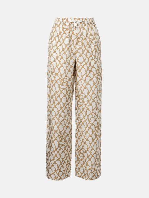Printed high-rise silk palazzo pants