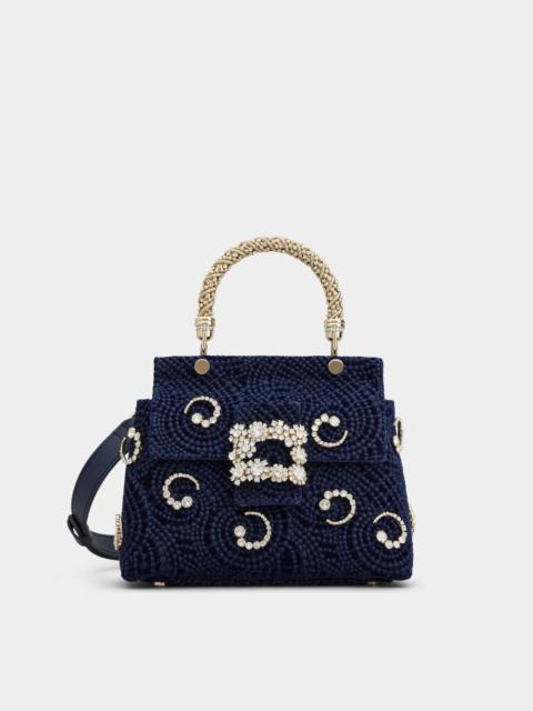 Roger Vivier Viv' Cabas Jewel Flower Strass Buckle Mini Bag in Velvet