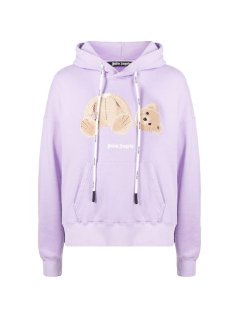 Bear-motif drawstring hoodie