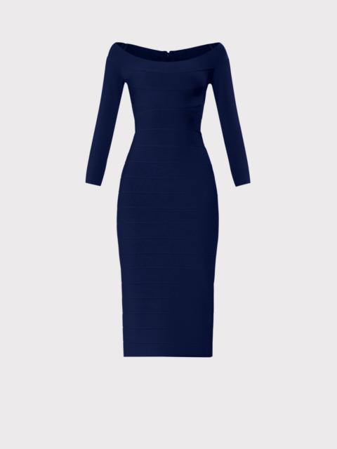 HERVE LEGER ICON SCOOP NECK MIDI DRESS
