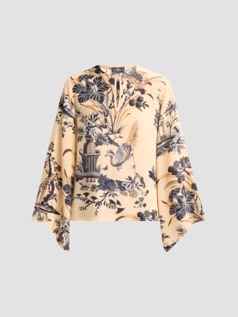 Etro Women's Printed Silk Keyhole Blouse - Printed Beige