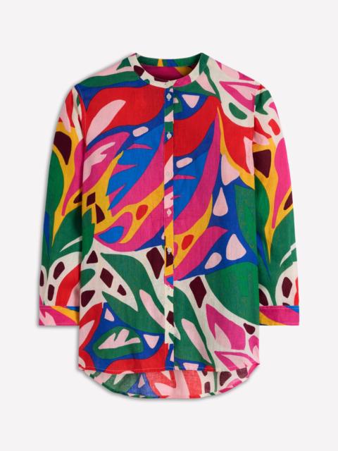 BODEN Longline Linen Shirt-Multi, Leafy Cascade