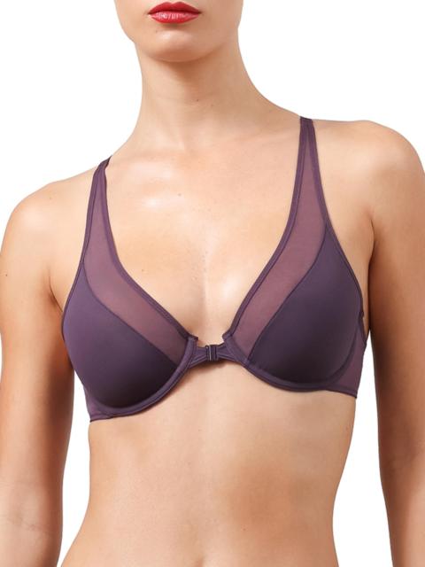 Wolford Women's Sheer Opaque Plunge Bra - Aubergine