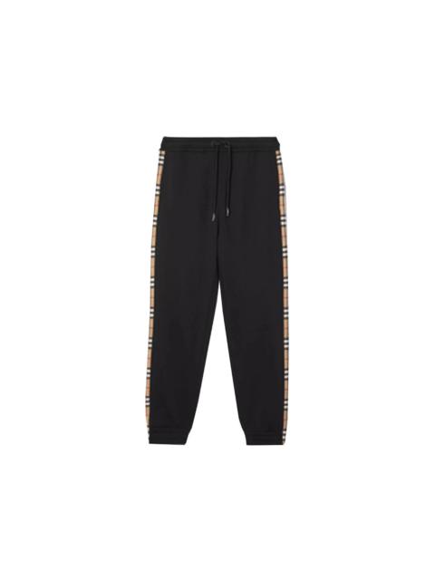 Burberry Burberry Vintage Check Panel Cotton Sweatpants Black