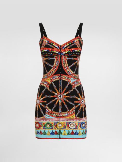Dolce & Gabbana Carretto-print short charmeuse dress
