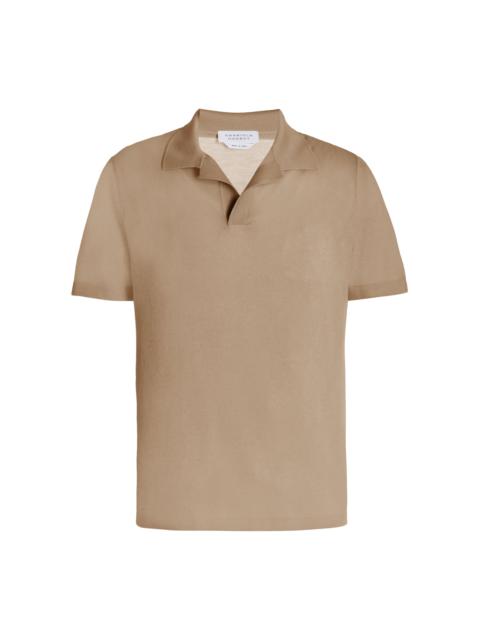 GABRIELA HEARST Stendhal Knit Short Sleeve Polo in Camel Cashmere