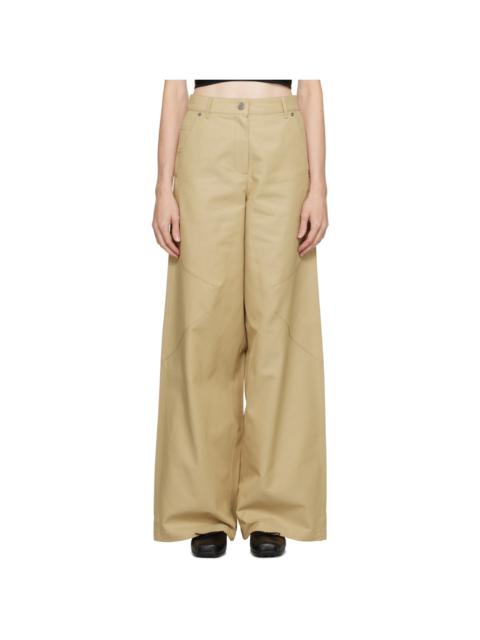 OPEN YY Beige Paneled Pajama Trousers | REVERSIBLE