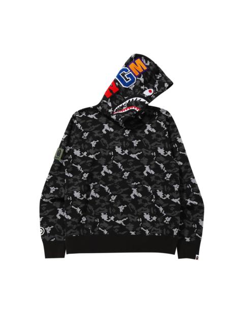 A BATHING APE® BAPE Digital Camo Shark Wide Pullover Hoodie 'Black'