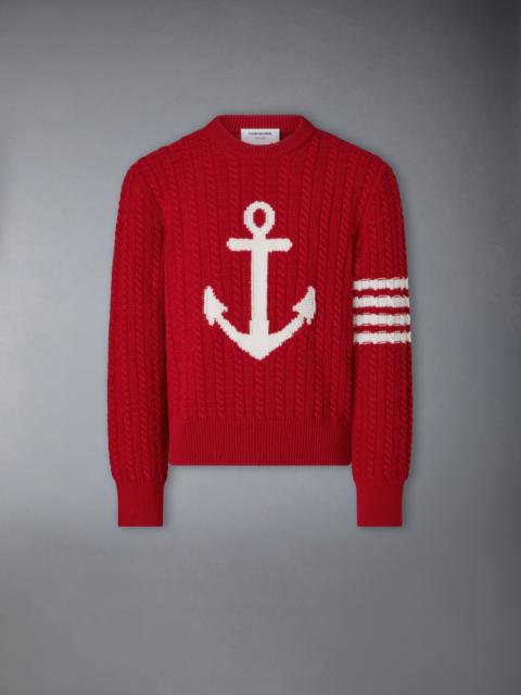 Thom Browne MERINO WOOL 4-BAR INTARSIA ANCHOR PULLOVER